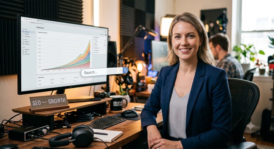 The SEO Agent, an AI growth specialist at MyInfluence AI, reviewing a rankings dashboard